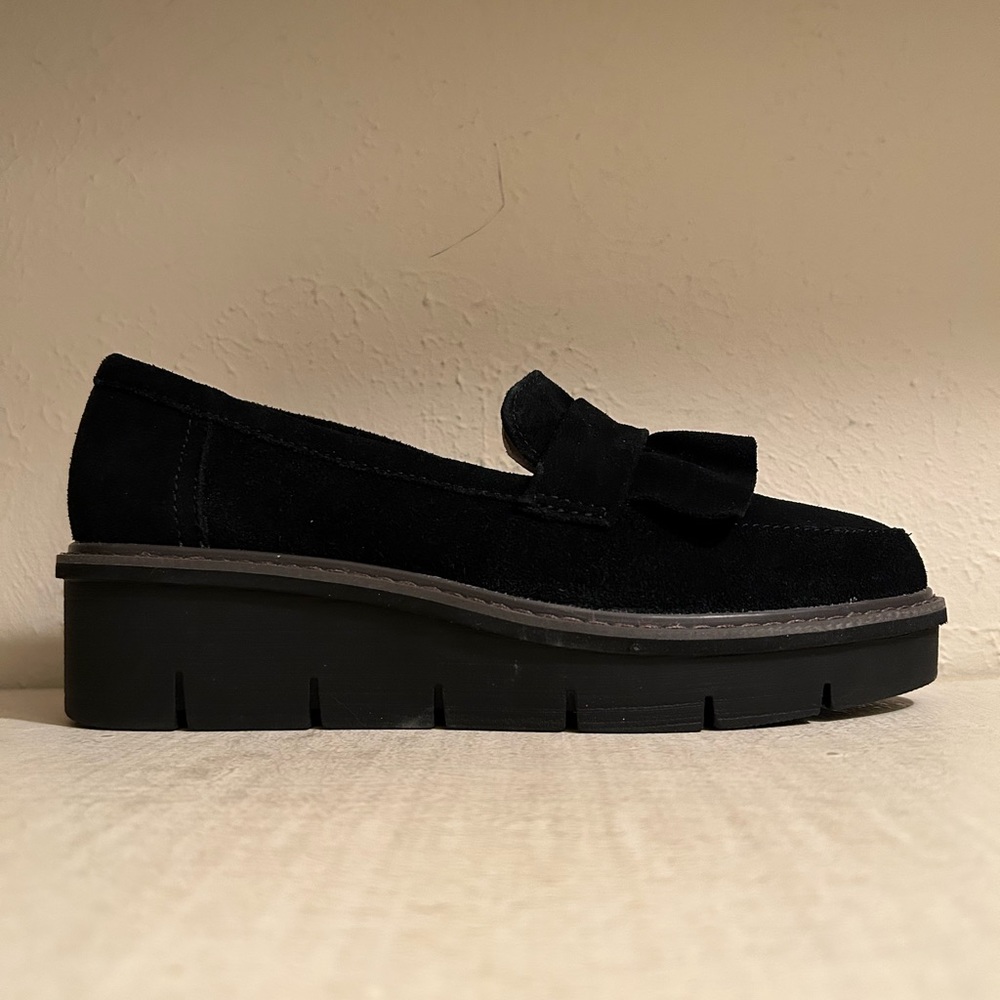 Clarks suede slip on loafers